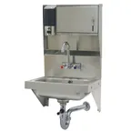 image of Advance Tabco 7-PS-69 17" Wall Mounted Hand Sink with Wrist Faucet, Soap & Towel Dispenser-20 gauge