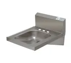 image of Advance Tabco 7-PS-75 20" Wall Mounted Hand Sink without Faucet - 18 gauge / 3 Hole Punched