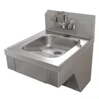 image of Advance Tabco 7-PS-77-W 20" Wall Mounted Hand Sink with Wrist Faucet & Soap Dispenser - 18 gauge