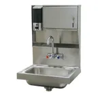 image of Advance Tabco 7-PS-79 17" Wall Mounted Hand Sink with Faucet, Soap & Towel Dispenser - 20 gauge