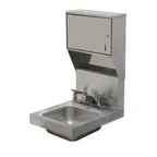 image of Advance Tabco 7-PS-83 12" Wall Mounted Hand Sink with Faucet, Soap & Towel Dispenser - 20 gauge