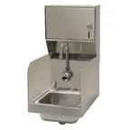 image of Advance Tabco 7-PS-89 12" Wall Mounted Hand Sink with e-Faucet, Soap & Towel Dispenser - 20 gauge
