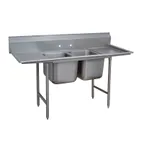 image of Advance Tabco 9-2-36-36RL 109" Two Compartment Sink, 16"W x 20"L Bowl With 2 Drainboards
