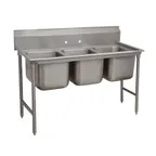 image of Advance Tabco 9-43-72 86" Three Compartment Sink, 24"W x 24"L Bowl Without Drainboard
