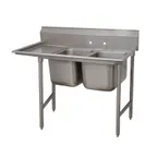 image of Advance Tabco 9-82-40-18L 66" Two Compartment Sink, 20"W x 28"L Bowl With Left-Hand Drainboard