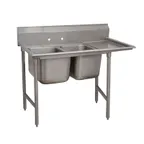 image of Advance Tabco 93-2-36-24R 64" Two Compartment Sink, 16"W x 20"L Bowl With Right-Hand Drainboard