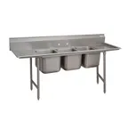 image of Advance Tabco 93-23-60-24RL 115" Three Compartment Sink, 20"W x 20"L Bowl With 2 Drainboards