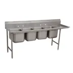 image of Advance Tabco 93-4-72-18R 95" Four Compartment Sink, 16"W x 20"L Bowl w/Right-Hand Drainboard
