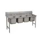 image of Advance Tabco 93-4-72 81" Four Compartment Sink, 16"W x 20"L Bowl Without Drainboard