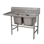 image of Advance Tabco 94-22-40-36L 84" Two Compartment Sink, 20"W x 20"L Bowl With Left-Hand Drainboard