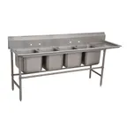 image of Advance Tabco 94-24-80-36R 129" Four Compartment Sink, 20"W x 20"L Bowl w/Right-Hand Drainboard