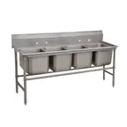 image of Advance Tabco 94-24-80 97" Four Compartment Sink, 20"W x 20"L Bowl Without Drainboard