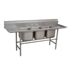 image of Advance Tabco 94-3-54-36RL 127" Three Compartment Sink, 16"W x 20"L Bowl With 2 Drainboards