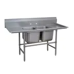 image of Advance Tabco 94-82-40-18RL 81" Two Compartment Sink, 20"W x 28"L Bowl With 2 Drainboards