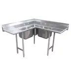 image of Advance Tabco 94-K2-24D 71" 3 Compartment Corner Sink, 20"W x 20"L Bowl - Stainless Steel