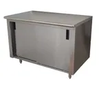 image of Advance Tabco CB-SS-2410M Cabinet Base Sliding Door Work Table with Mid-Shelf, 120"W X 24"D