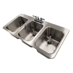 image of Advance Tabco DBS-3 Bar Sink, Drop-In, 3-Compartment, 38"W X 19"D (Overall)