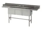 image of Advance Tabco DTC-3-90R-X 90" Dishtable with Potsinks, 16" Right Drainboard, 3 Bowls