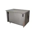 image of Advance Tabco ECB-SS-244M-X 48" Special Value Sliding Door Work Table with Mid-Shelf  / Flyer
