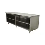 image of Advance Tabco EEB-SS-247M-X 84" Cabinet Base Open Front Work Table with Mid-Shelf / Flyer