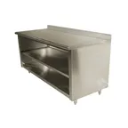 image of Advance Tabco EEK-SS-246M 72" Special Value Cabinet Base Open Front Work Table with Mid-Shelf