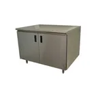 image of Advance Tabco EHB-SS-243M-X 36" Cabinet Base Hinged Doors Work Table with Middle Shelf / Flyer