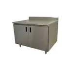 image of Advance Tabco EHK-SS-309M-X 108" Cabinet Base Hinged Doors Work Table w/Mid-Shelf & 4 Doors / Flyer