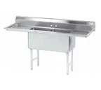 image of Advance Tabco FC-2-1620-18RL 68" Two Compartment Sink, 16"W x 20"L Bowl With 2 Drainboards