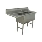 image of Advance Tabco FC-2-2030-18L Two Compartment Sink, 20"W x 30"L Bowl With Left-Hand Drainboard