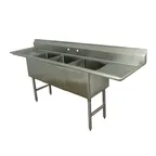 image of Advance Tabco FC-3-2424-24RL-X 120" Three Compartment Sink, 24"W x 24"L Bowl With 2 Drainboards