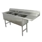 image of Advance Tabco FC-3-2430-30R 105" Three Compartment Sink, 24"W x 30"L Bowl With Right-Hand Drainboard