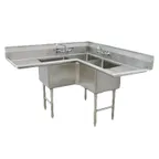 image of Advance Tabco FC-K6-18D-X 57" 3 Compartment Corner Sink, 18"W x 18"L Bowl - Stainless Steel