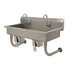 image of Advance Tabco FC-WM-40KV 40" Wall Mounted Multi-Station Hand Sink without Faucet-Knee Valves/16 g