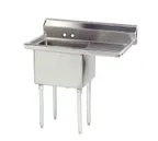image of Advance Tabco FE-1-1620-18R-X 36" One Compartment Sink, 16"W x 20"L Bowl With Right-Hand Drainboards