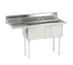 image of Advance Tabco FE-2-1812-18L-X 56" Two Compartment Sink, 18"W x 18"L Bowl With Left-Hand Drainboard