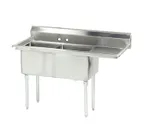 image of Advance Tabco FE-2-1812-18R-X 56" Two Compartment Sink, 18"W x 18"L Bowl With Right-Hand Drainboard