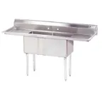image of Advance Tabco FE-2-2424-24RL-X 96" Two Compartment Sink, 24"W x 24"L Bowl With 2 Drainboards
