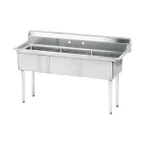image of Advance Tabco FE-3-1515-X 50" Three Compartment Sink, 15"W x 15"L Bowl Without Drainboard
