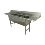 image of Advance Tabco FE-3-1614-18RL-X 84" Three Compartment Sink, 16"W x 20"L Bowl With 2 Drainboards