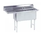 image of Advance Tabco FS-2-3024-24L 86" Two Compartment Sink, 24"W x 30"L Bowl With Left-Hand Drainboard
