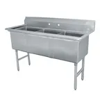 image of Advance Tabco FS-3-2430 77" Three Compartment Sink, 24"W x 30"L Bowl Without Drainboard