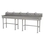 image of Advance Tabco FS-FM-100-ADA-F 100" Freestanding Multi-Station Hand Sink w/Wrist Faucet - 14 gauge