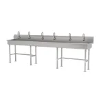 image of Advance Tabco FS-FM-120EFADA 120" Freestanding Multi-Station Hand Sink with e-Faucet - 14 gauge