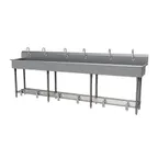 image of Advance Tabco FS-FM-120FV 120" Freestanding Multi-Station Hand Sink without Faucet-Foot Valves/14 g