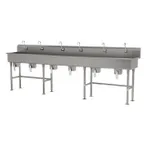 image of Advance Tabco FS-FM-120KV 120" Freestanding Multi-Station Hand Sink without Faucet-Knee Valves/14 g