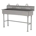 image of Advance Tabco FS-FM-60-F 60" Freestanding Multi-Station Hand Sink with Faucet - 14 gauge