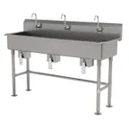 image of Advance Tabco FS-FM-60KV 60" Freestanding Multi-Station Hand Sink without Faucet-Knee Valves/14 g