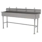 image of Advance Tabco FS-FM-80EF 80" Freestanding Multi-Station Hand Sink with e-Faucet - 14 gauge