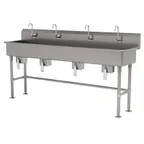 image of Advance Tabco FS-FM-80KV 80" Freestanding Multi-Station Hand Sink without Faucet-Knee Valves/14 g