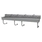 image of Advance Tabco FS-WM-100-ADA-F 100" Wall Mounted Multi-Station Hand Sink w/ Wrist Faucet - 14 gauge